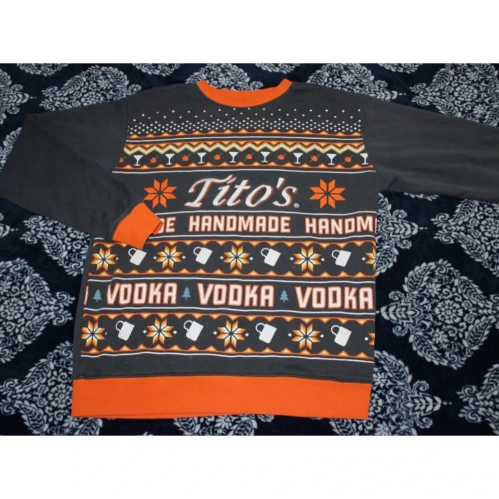 Tito's Handmade Vodka Ugly Christmas Sweater Sweatshirt Mens SMALL - Liqour